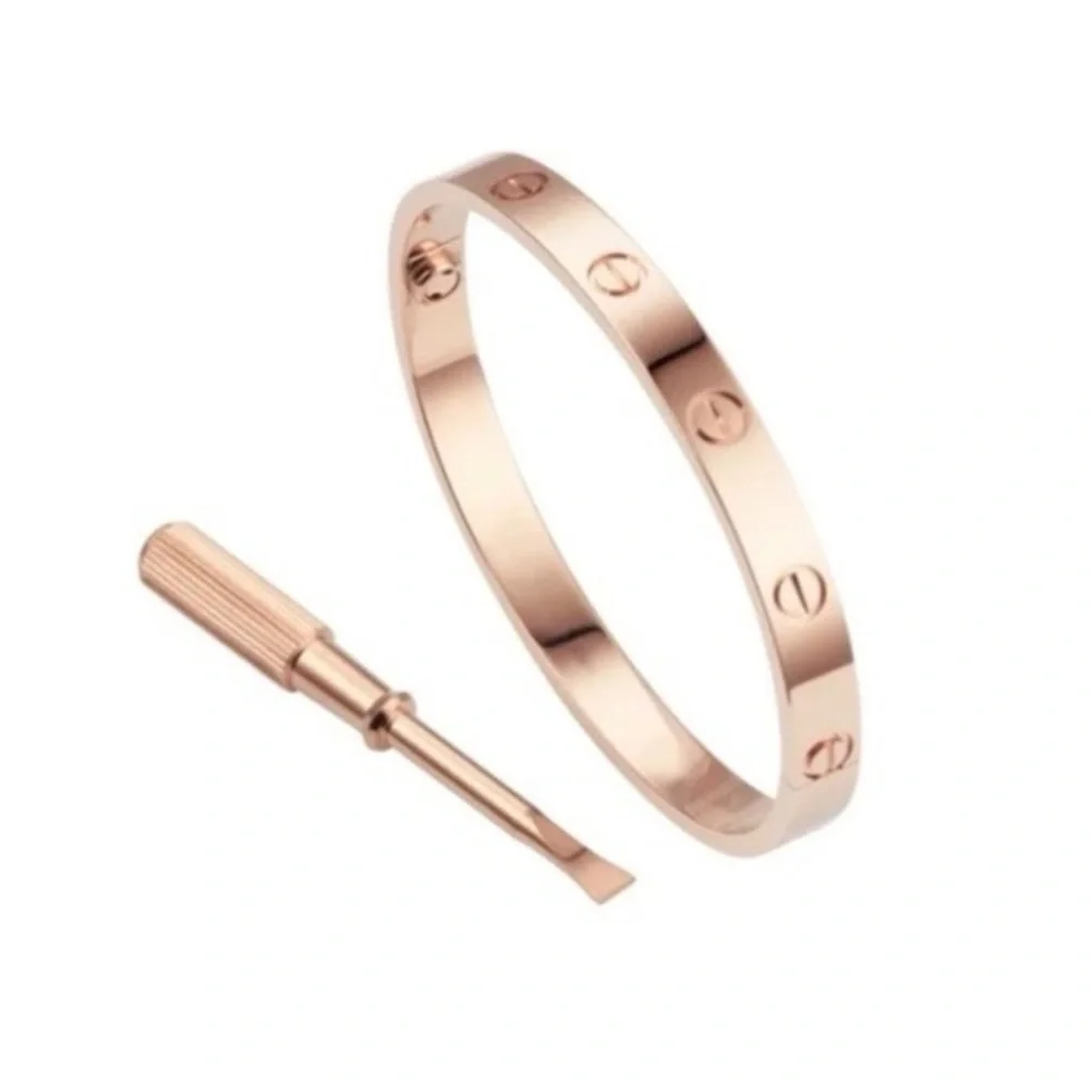 Generic Rose Gold Stainless Steel Screw Cuff Bangle Bracelet with Screwdriver